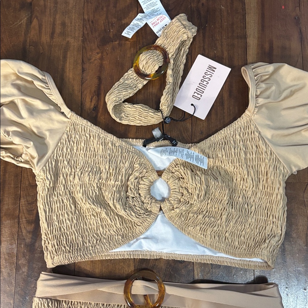Missguided Beige Bikini Set with Headband - Picture 6 of 8